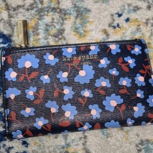 Kate Spade Blue and Red Wallet with Floral Design